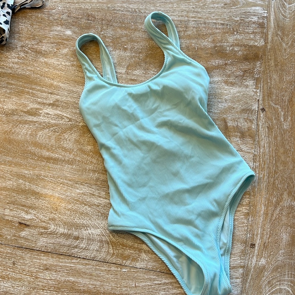 Aerie rubbed scoop back one piece XS mint blue green aqua